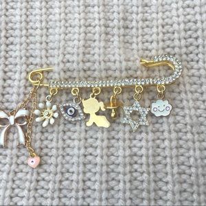 White Crystals Baby Stroller Pin